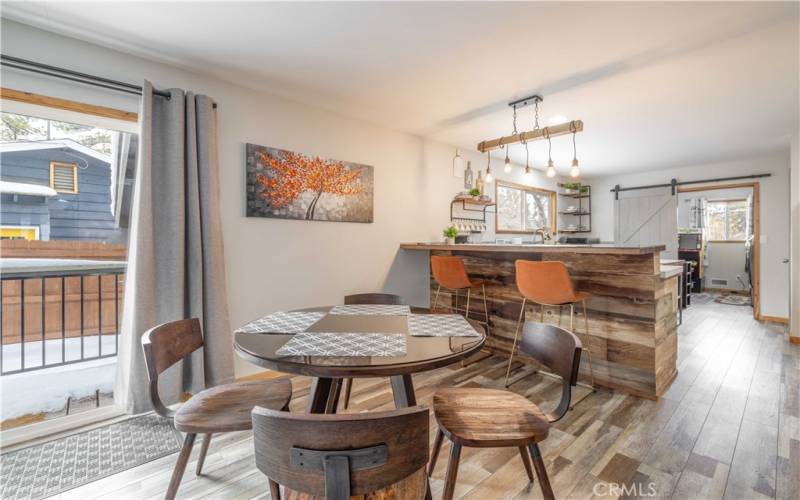 Dining area and breakfast bar.