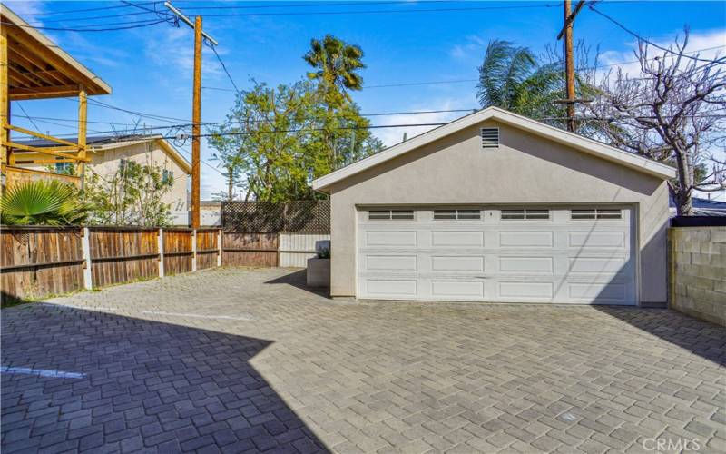 Double detached garage and Backyard