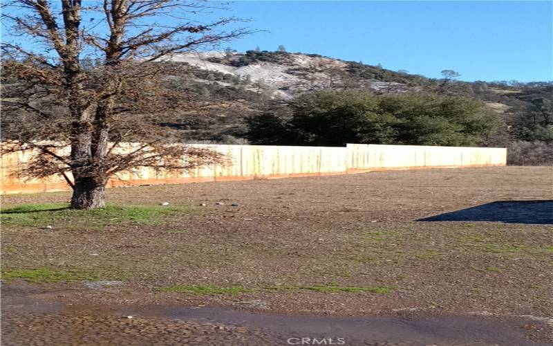 looking from front to show fenceline with Chalk mtn in background