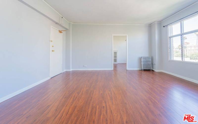 Living room facing kitchen