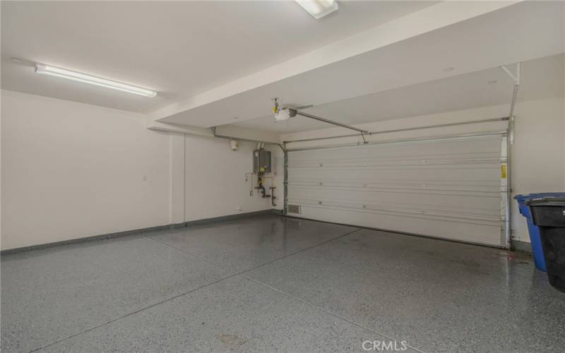 Large garage with epoxy floors