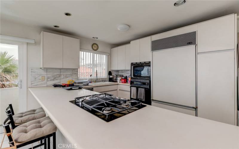 Unit #3 nice contemporary kitchen, Corian counters, Sub Zero fridge and freezer