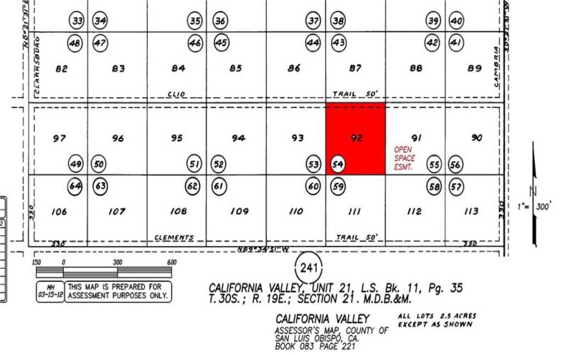 Acessors Map. Lot in RED next To Unbuildable Open Space lot