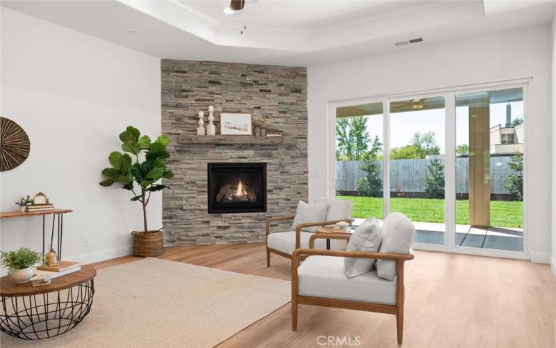 Floor to Ceiling Stone Fireplace