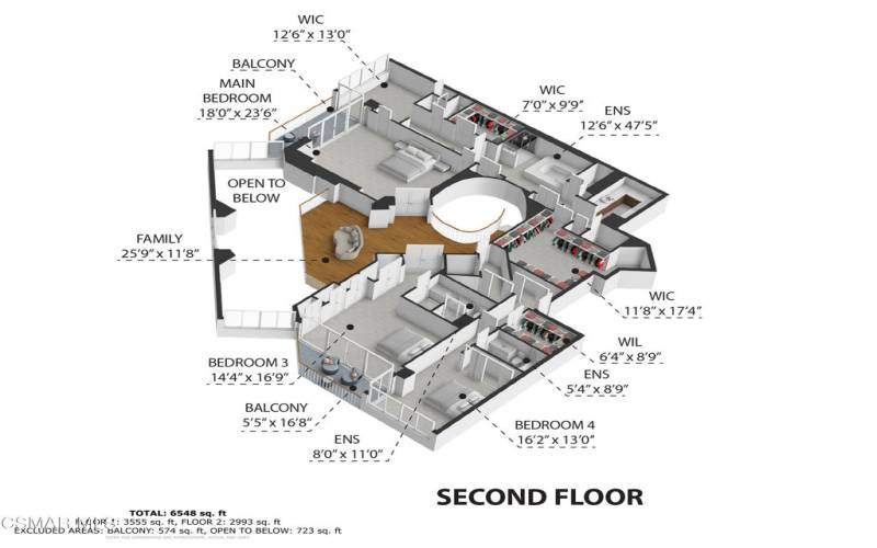 3D Floorplan - Second Floor