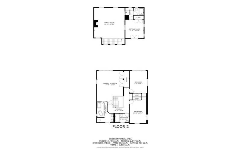 2nd floor Main house and Guest House floorplan. Buyer to Verify all sq. footage.
