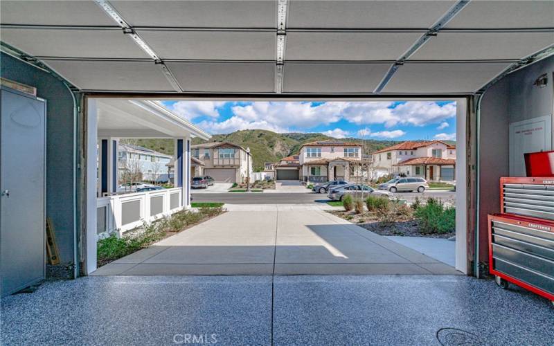 Looking out the 2 Car Garage