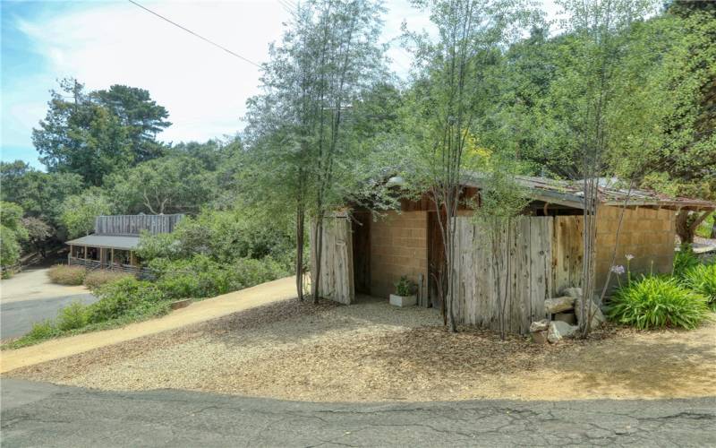 Mens, Womens restrooms with shower in the center