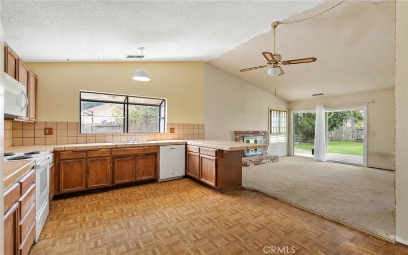 Large kitchen open to living / family room