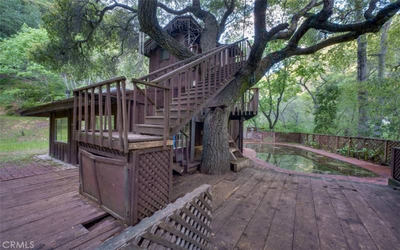 Expansive wood patio