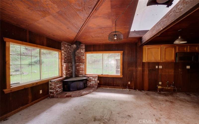 Main living area with stove