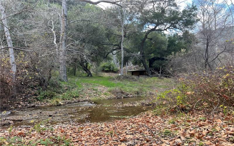 A creek runs through the property