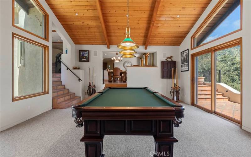 Pool Table Room with Tongue and Groove ceilings