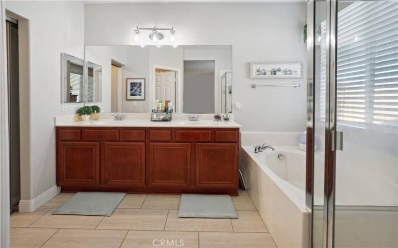 Main Bathroom, dual sinks separate tub and shower