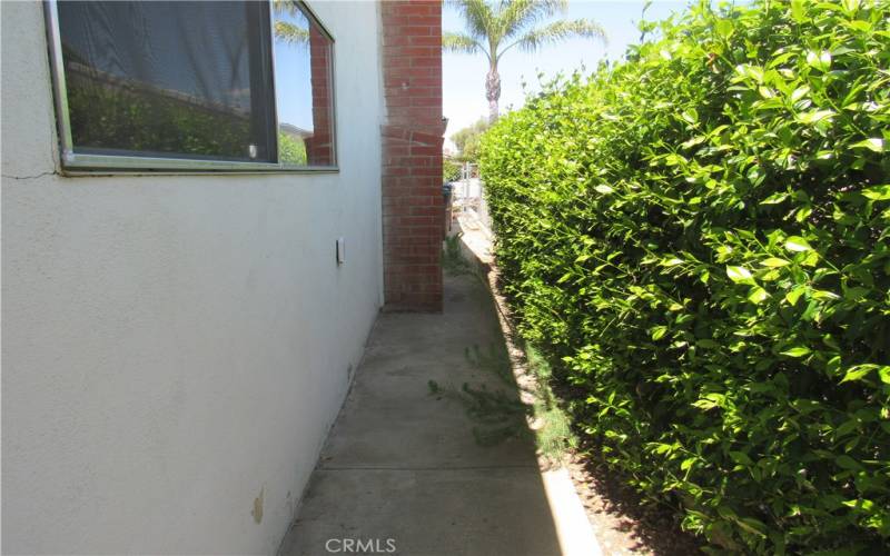 Concrete walk on East side of home