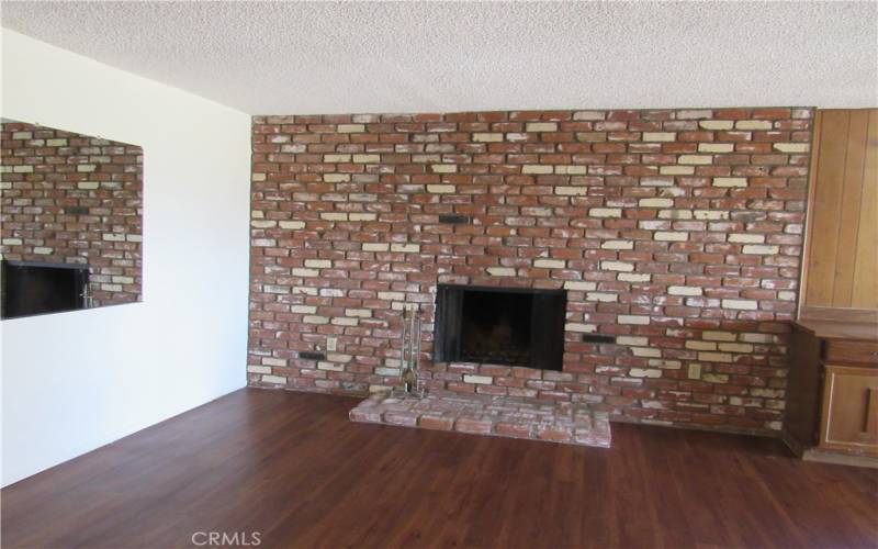 Beautiful brick fireplace in family room