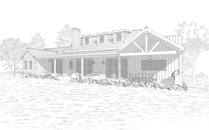 Plan 1 Modern Farmhouse - Rear