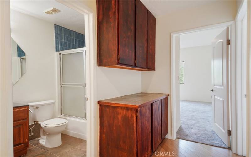 Hall Bath with Linen Storage in the Hall near the Bedrooms