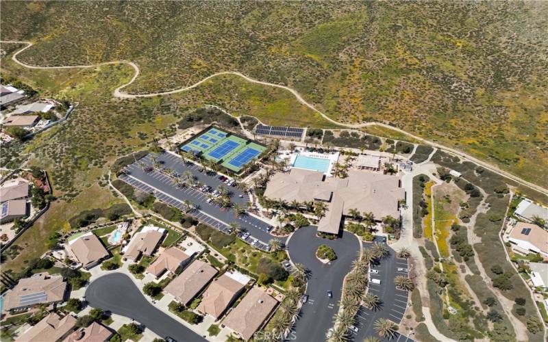 Aerial of the Oasis Clubhouse and Amenities