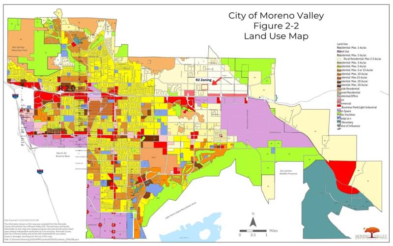 Moreno Valley Zoning Map - property is R2 Zoning