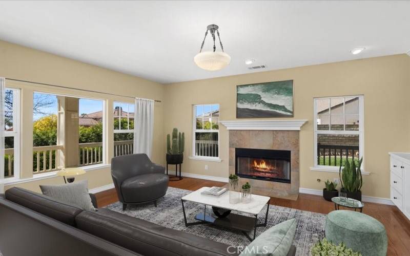 Formal living room with gas fireplace