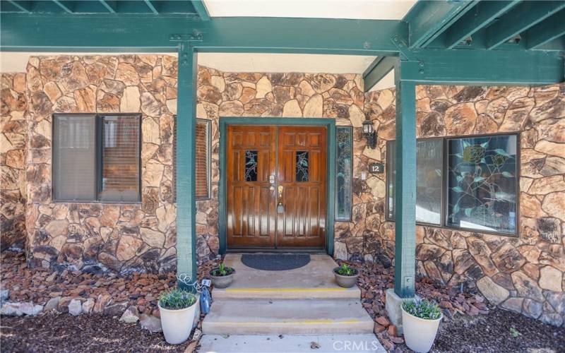 Entry Double Doors with stained glass windows