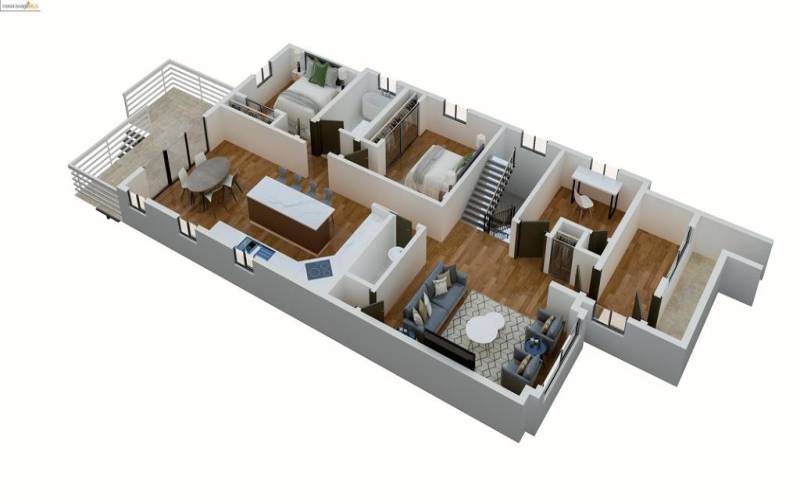 Living room, Kitchen w/ dining, 2 bedrooms, Office, 1.5 bathrooms