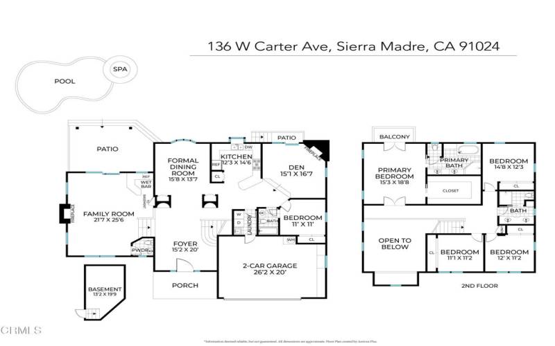 Floor Plan 136 W Carter Ave, Sierra Madr
