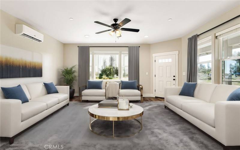Virtually staged family room
