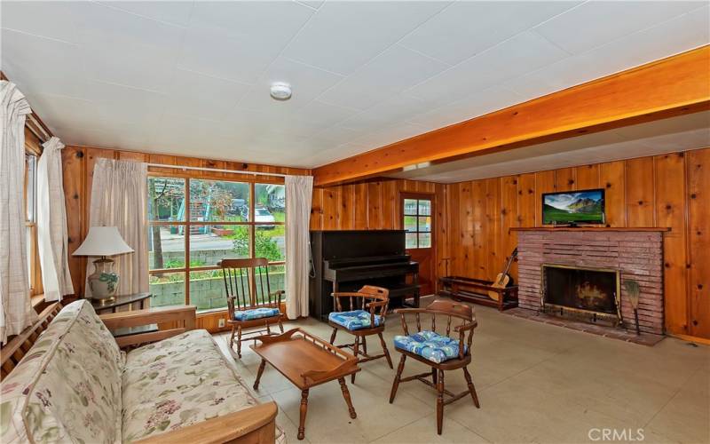 Large living room with fireplace