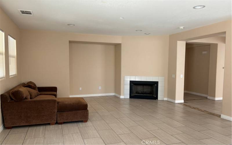 Family room with fireplace