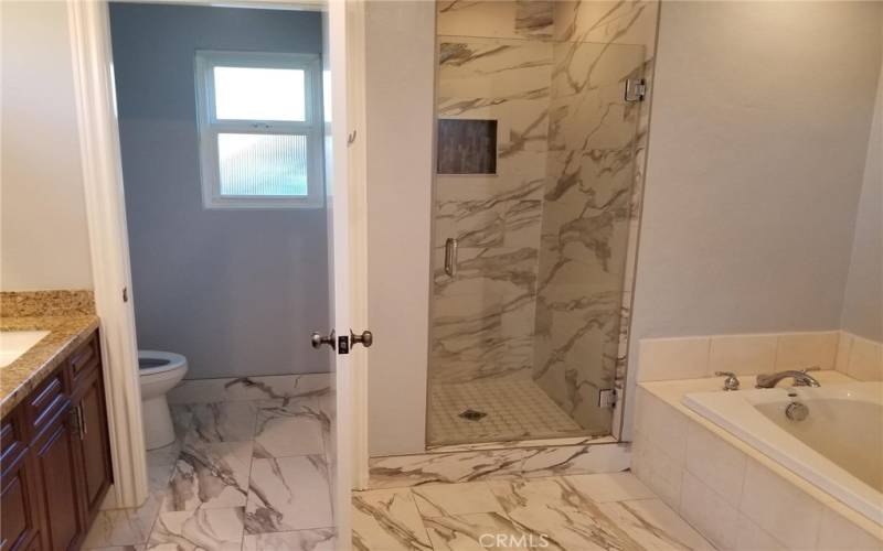 Gorgeous master bath separate tub and shower and double sinks
