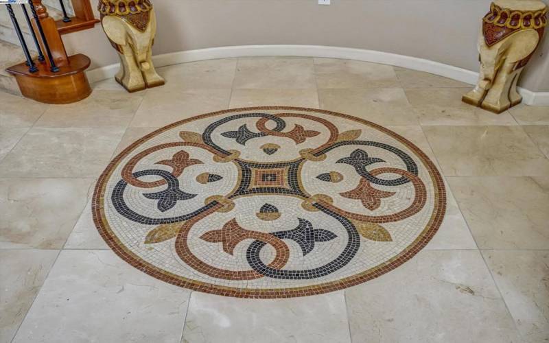 Beautiful tile trims the marble floors