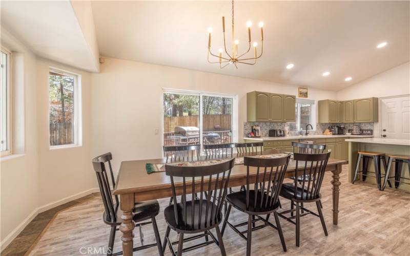 Large dining room table fits in this wide open space!