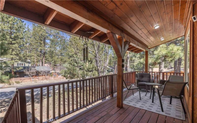 Front covered deck is perfect for front porch sitting!