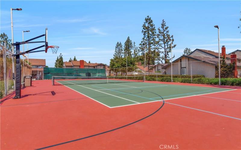 Tennis/pickleball and Basketball court.