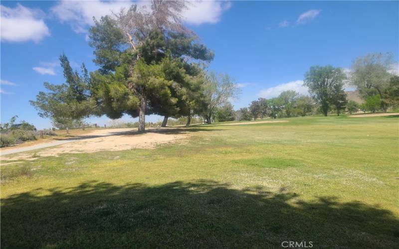 View of golf course from land