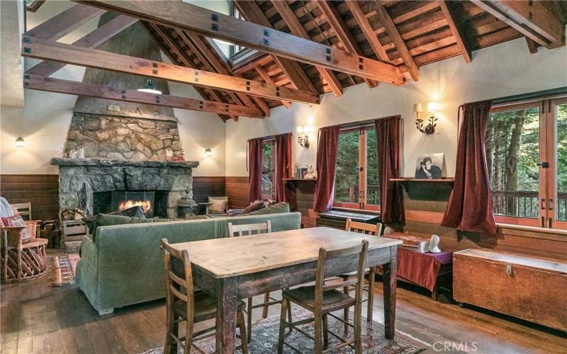 Open beamed ceilings, granite fireplace and oozing with charm