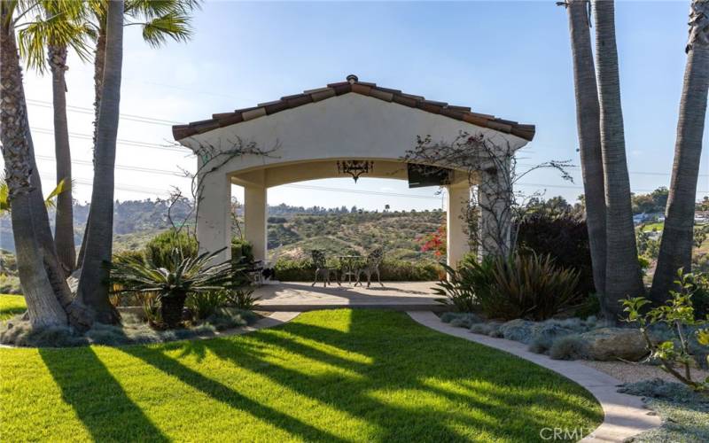 Backyard - Gazebo with views of Golf course to the Right and canyon/sunset to the left