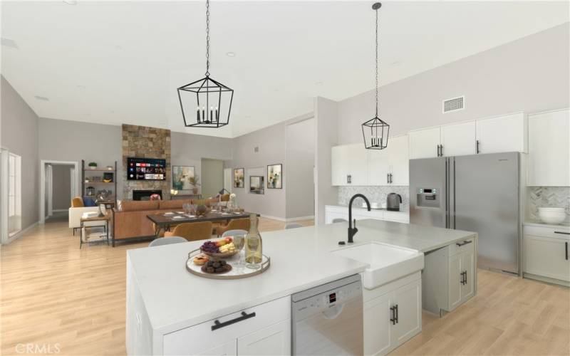 Kitchen and Great Room; Virtually staged