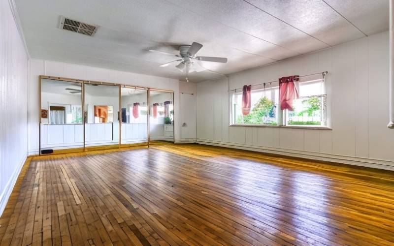 virtually removed existing furniture  decluttered - bedroom 1