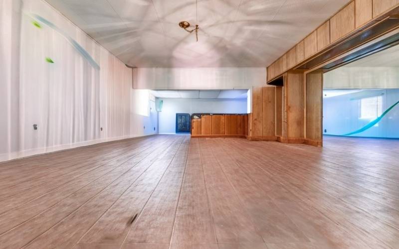 virtually removed existing furniture & decluttered - dining area