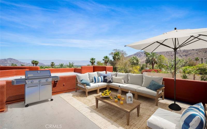 Virtually Staged Roof Deck with Views