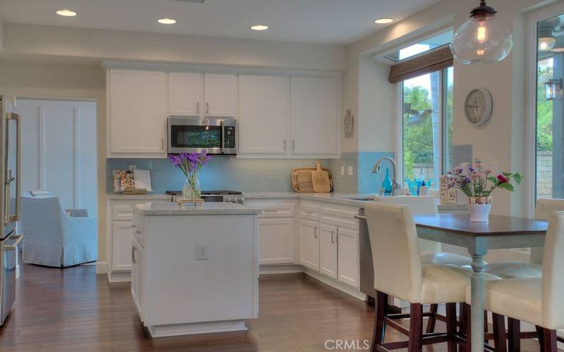 Convenient kitchen island is the perfect for entertaining