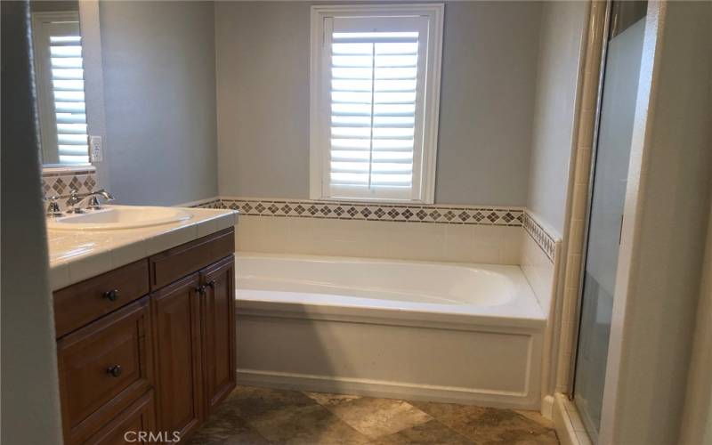 Master bathroom includes stand shower, bathtub, and double sinks-3rd floor