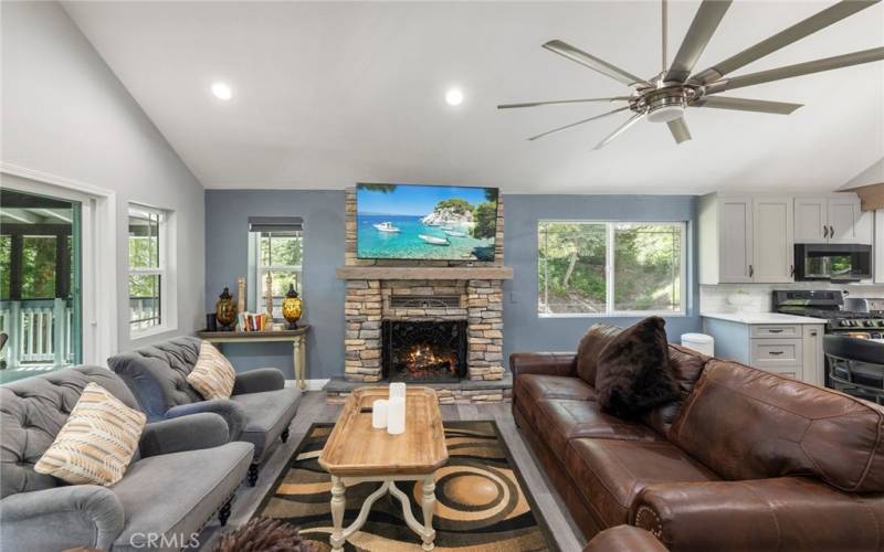 Living room with fireplace