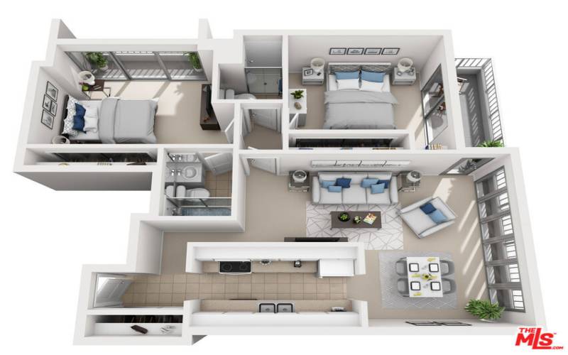 2 BR / 2BA Floor Plan