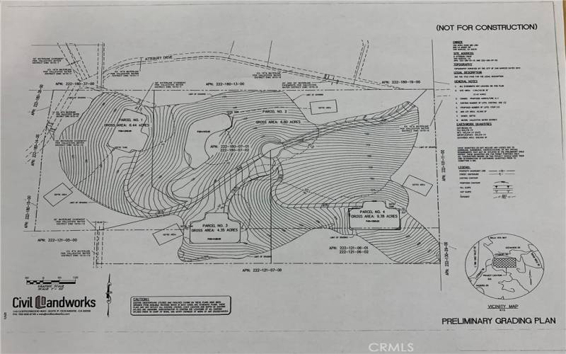 Preliminary grading plan that identifies 4 potential lots