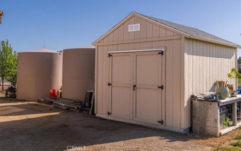 shed and water tanks