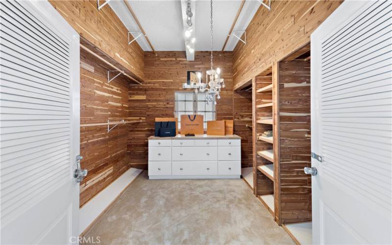 Cedar lined closet for your clothes.